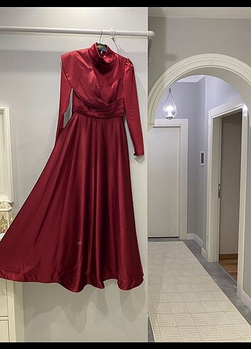 Tesettür bordo abiye