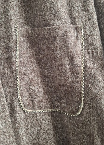 Taş Detaylı Düğmeli Bol Kesim Kahverengi Kışlık Gömlek - Görsel 3