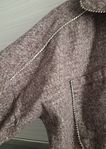 Taş Detaylı Düğmeli Bol Kesim Kahverengi Kışlık Gömlek - Görsel 4