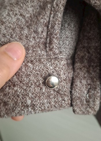 Taş Detaylı Düğmeli Bol Kesim Kahverengi Kışlık Gömlek - Görsel 7