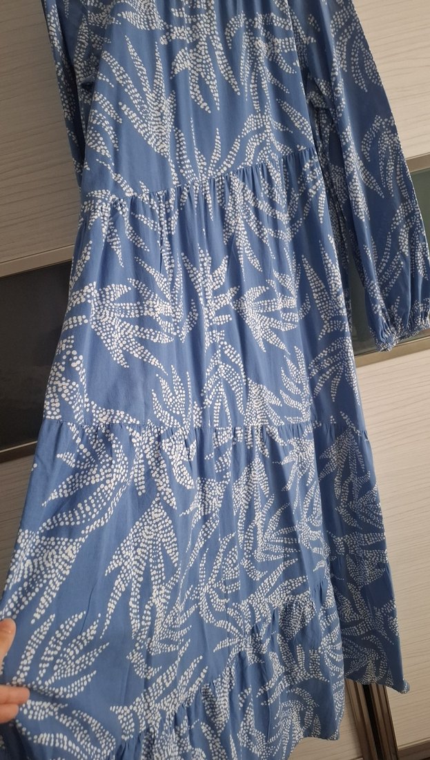 Mavi Bohem Uzun Kollu Uzun Elbise - Görsel 2