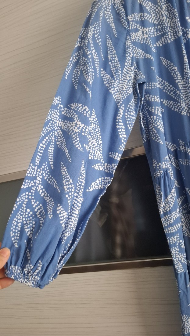 Mavi Bohem Uzun Kollu Uzun Elbise - Görsel 4