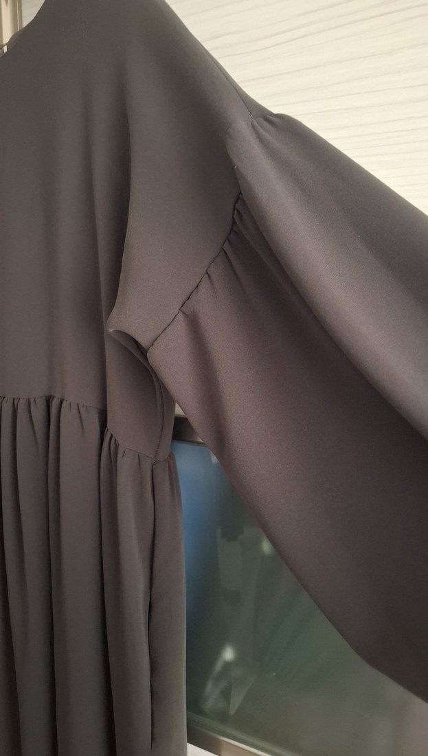 Drapeli Haki Uzun Kollu Kadın Elbise - Görsel 2