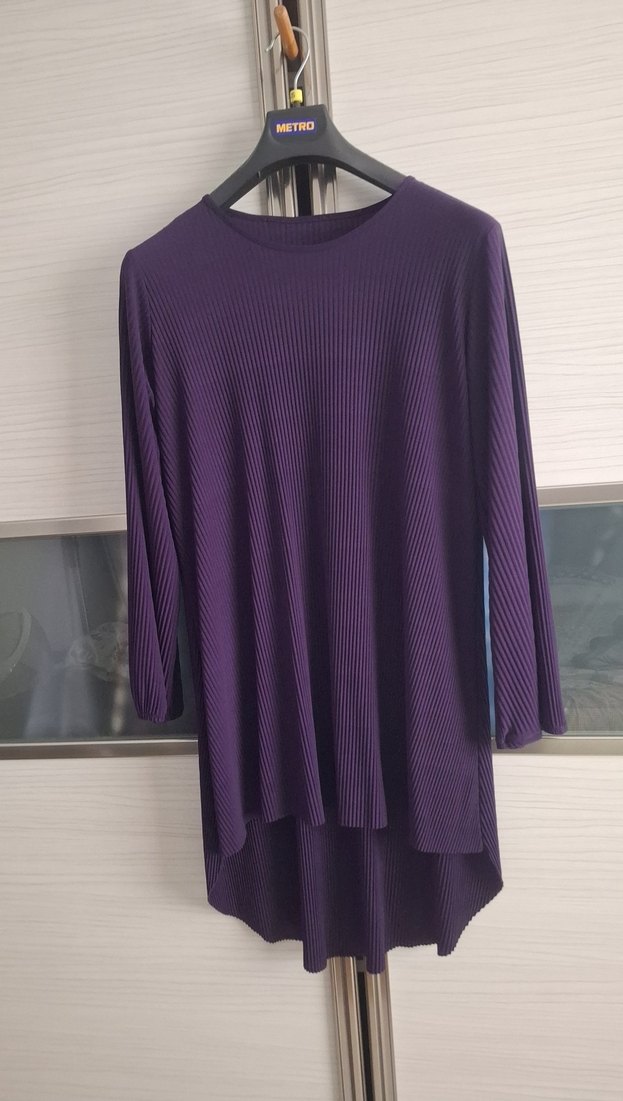 Mor Piliseli Uzun Kollu Tunik/Etek Takım - Görsel 3