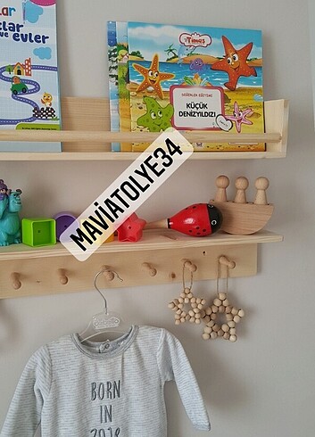 Beden camel Renk AHŞAP ASKILI RAF VE KİTAPLIK