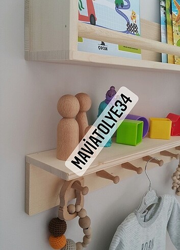 AHŞAP ASKILI RAF VE KİTAPLIK  - Görsel 5