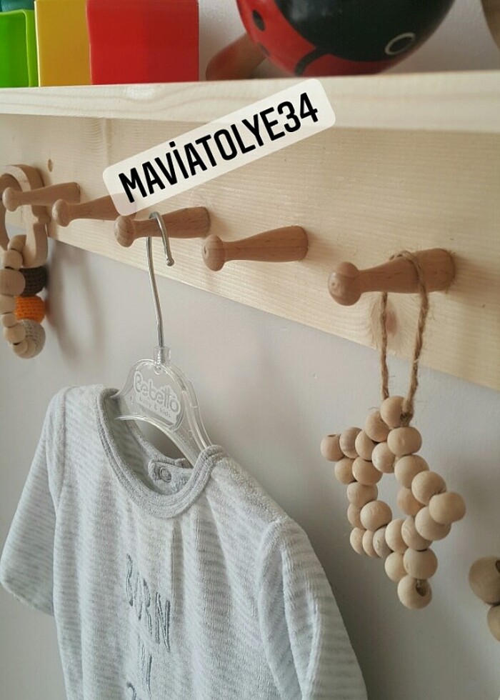 AHŞAP ASKILI RAF VE KİTAPLIK  - Görsel 2