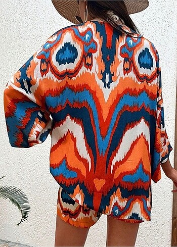 s Beden Kadın kimono renkli alt üst takım s ve l beden
