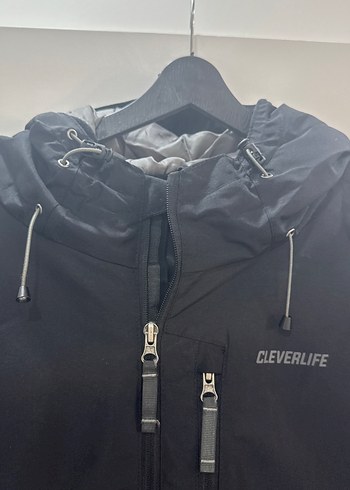 3xl Beden Siyah Erkek Kapüşonlu kalın mont
