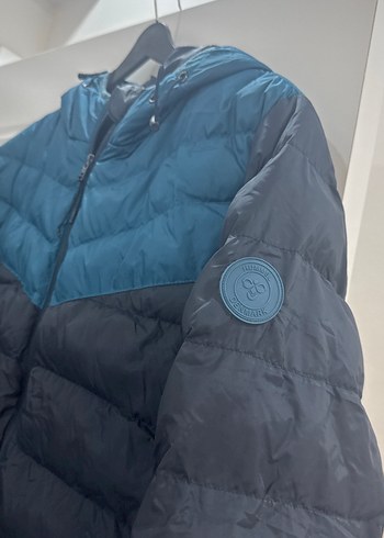 Hummel Kapüşonlu Mavi-Siyah Erkek Şişme Mont