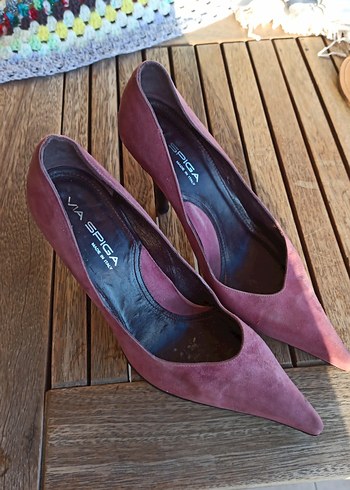 Orginal İtalyan Pembe Süet Stiletto Kadın Ayakkabı