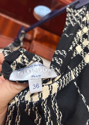 Siyah Ekoseli desen Kadın elbise - Görsel 5