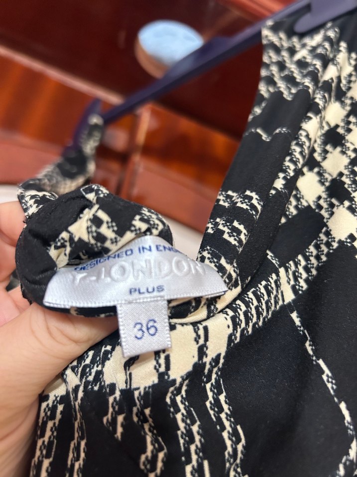 Siyah Ekoseli desen Kadın elbise - Görsel 5