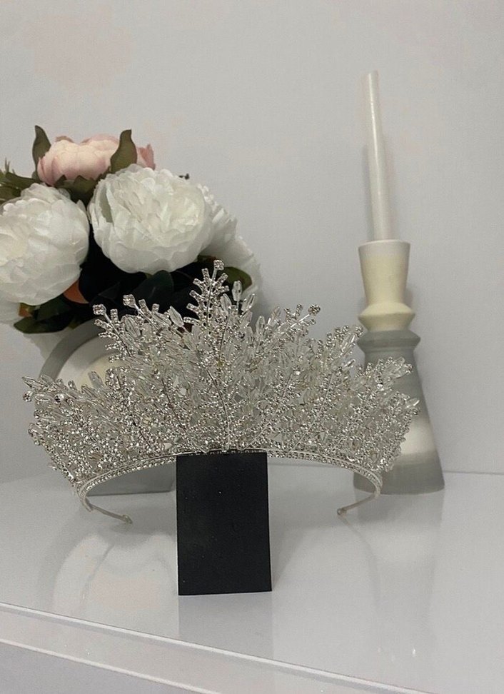 İnci İşlemeli Beyaz Gelin Tacı - Görsel 2