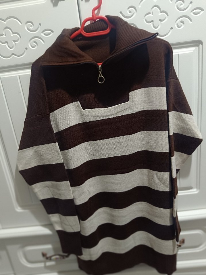 Kadın Kahverengi Çizgili standart sıfır ürün - Görsel 3