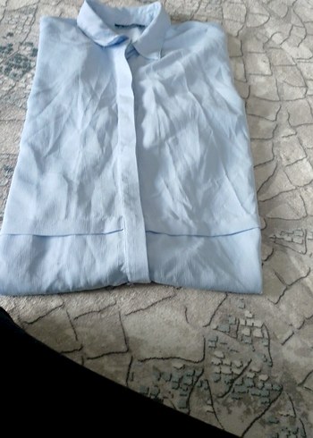 Mavi Pamuklu Uzun Kollu Gömlek - Görsel 3