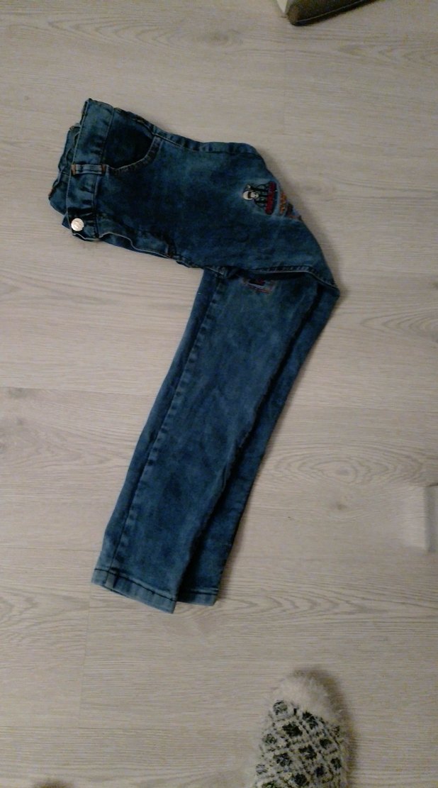 Erkek Çocuk Mavi Bağlama Desenli Denim Pantolon - Görsel 2