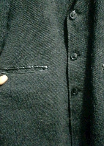 Düğmeli Siyah kİsa kaban - Görsel 4