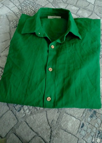 Düğmeli Yeşil Erkek Gömlek - Görsel 3