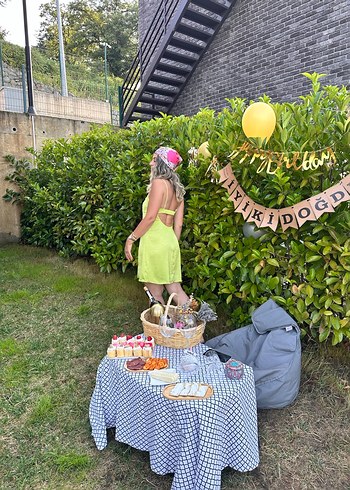 Yeşil Detaylı Midi Elbise - Görsel 2