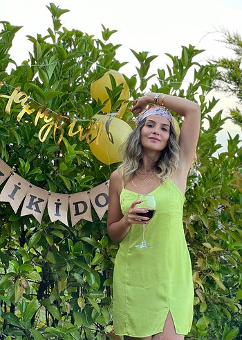 Yeşil Detaylı Midi Elbise - Görsel 3