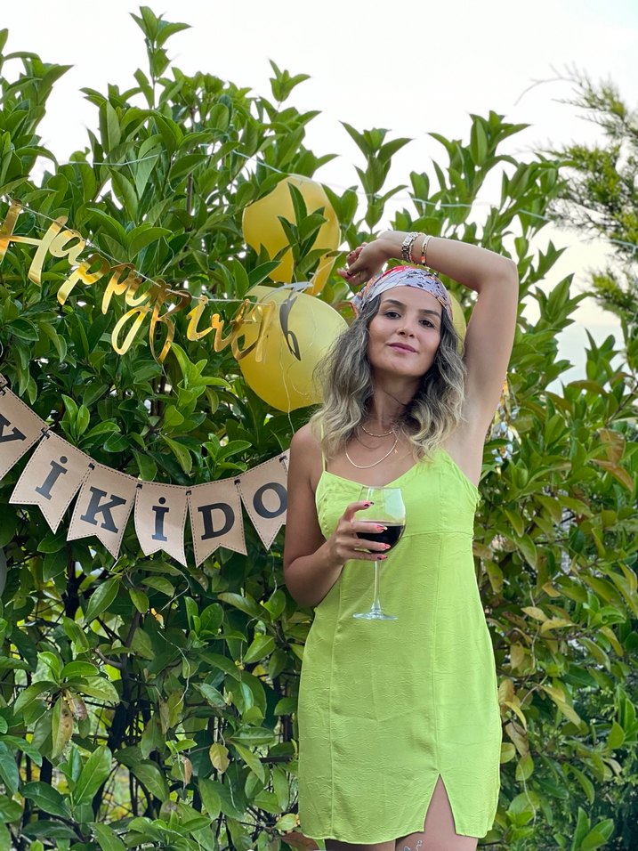 Yeşil Detaylı Midi Elbise - Görsel 3