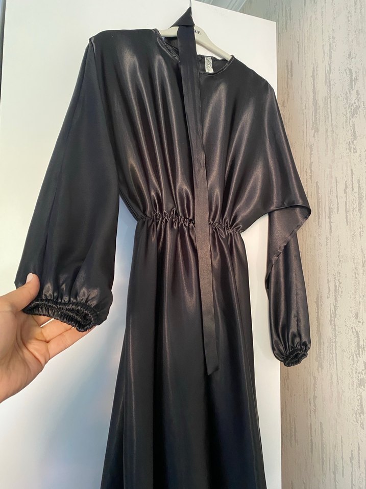 Siyah Uzun Kollu Kadın Elbise - Görsel 2