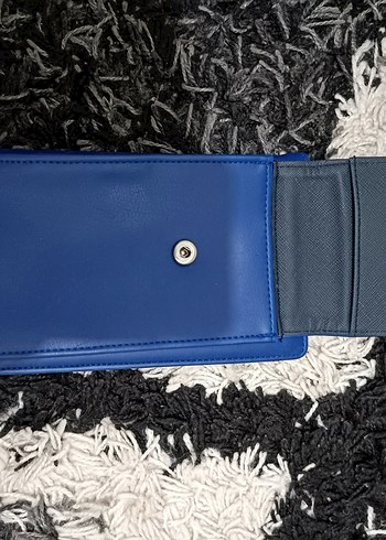 Mavi Deri Kadın Telefonlu Çarpaz Çanta - Görsel 3
