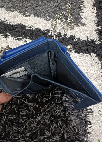 Mavi Deri Kadın Telefonlu Çarpaz Çanta - Görsel 5