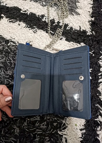 Mavi Deri Kadın Telefonlu Çarpaz Çanta - Görsel 4