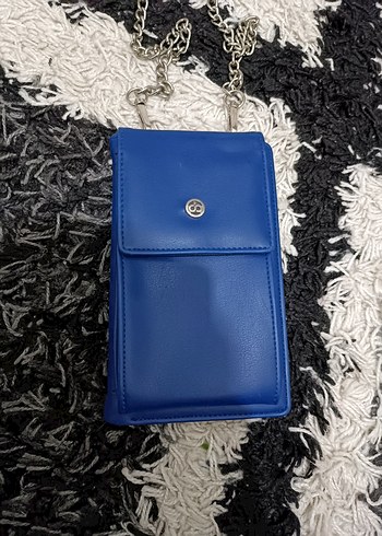 Mavi Deri Kadın Telefonlu Çarpaz Çanta - Görsel 2