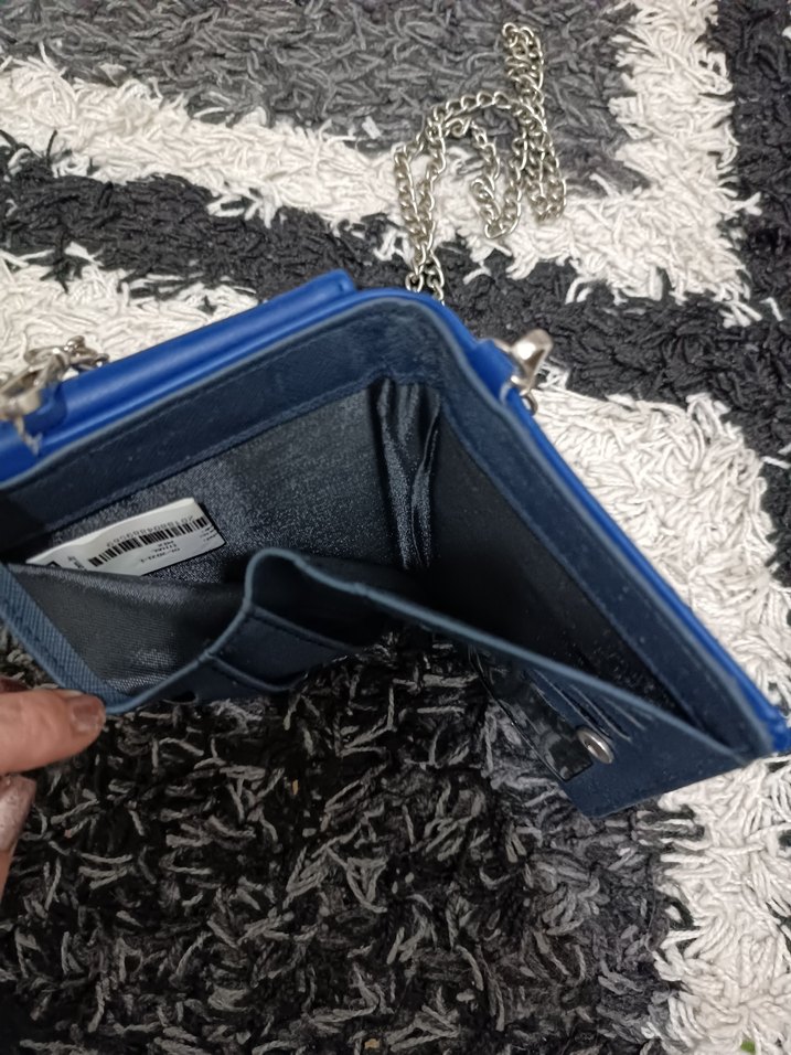 Mavi Deri Kadın Telefonlu Çarpaz Çanta - Görsel 5