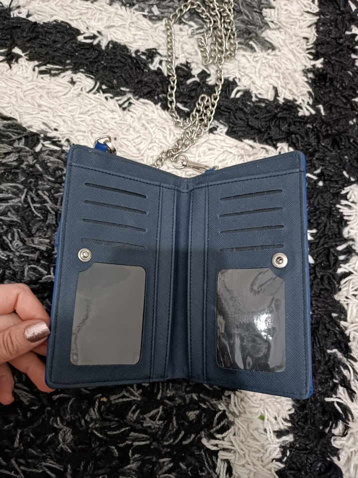 Mavi Deri Kadın Telefonlu Çarpaz Çanta - Görsel 4