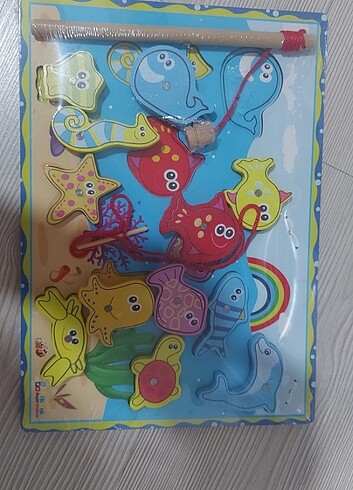 Ahşap eğitici mıknatıslı balık tutma zeka oyunu