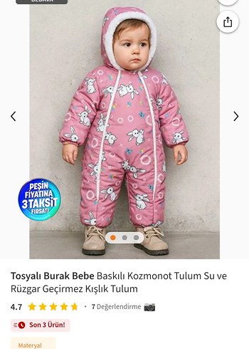 Kapüşonlu Desenli Pembe Bebek astronot Tulumu - Görsel 6