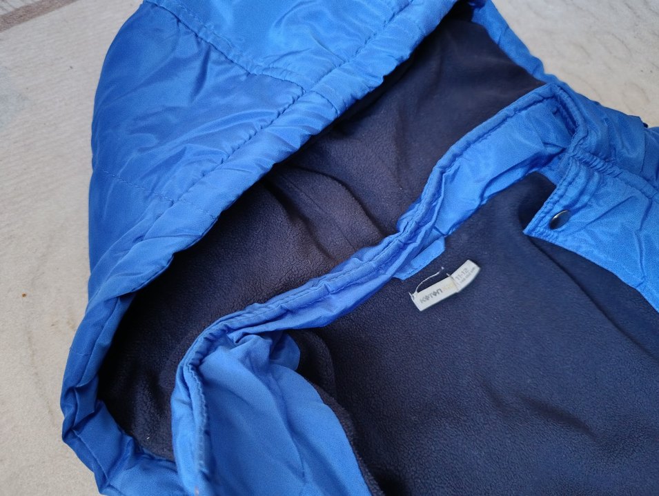 Erkek Çocuk Mavi Kapüşonlu şahane Mont - Görsel 4