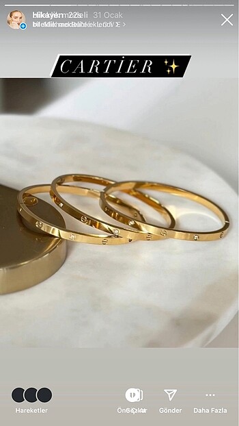 Cartier model tarz bileklik çeliktir kararma yapmaz