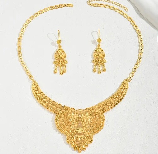 Tasarımcı 24 k gold kaplama hint set sıfır üründür kutulu