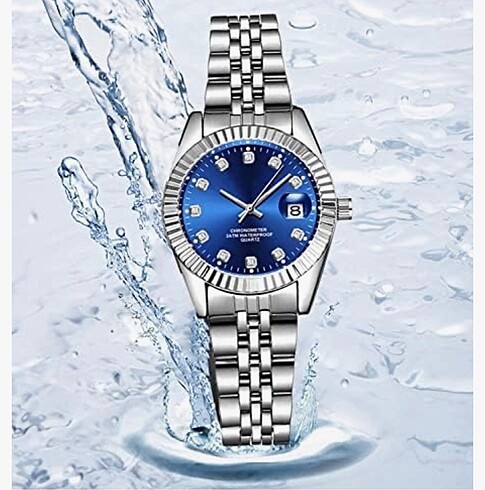 Beden beyaz Renk Kadın gümüş rengi taşlı çelik kasa rolex model saat sıfır