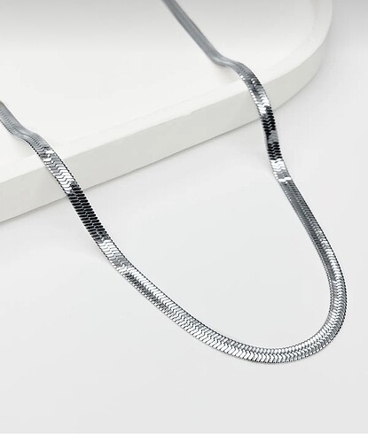 Accessorize İtalyan ezme çelik kolye gümüş rengi kararmaz sıfır