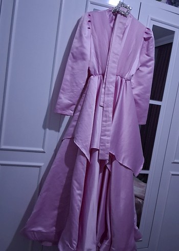 Pembe Drapeli Uzun Abiye Elbise - Görsel 2