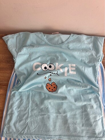 Diğer cookie mavili pijama takımı