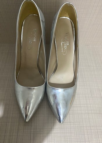 Kadın Metalik Gri Stiletto Topuklu Ayakkabı - Görsel 3