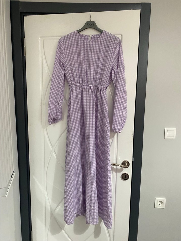 Lila Ekoseli Pilili Hamile Midi Etek - Görsel 2