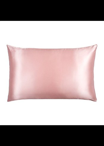 Pembe Düz Saten Yastık Kılıfı - Görsel 2