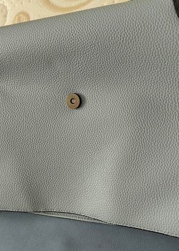 Beden gri Renk bebe mavi Deri Kadın Çanta Tokalı Minimalist