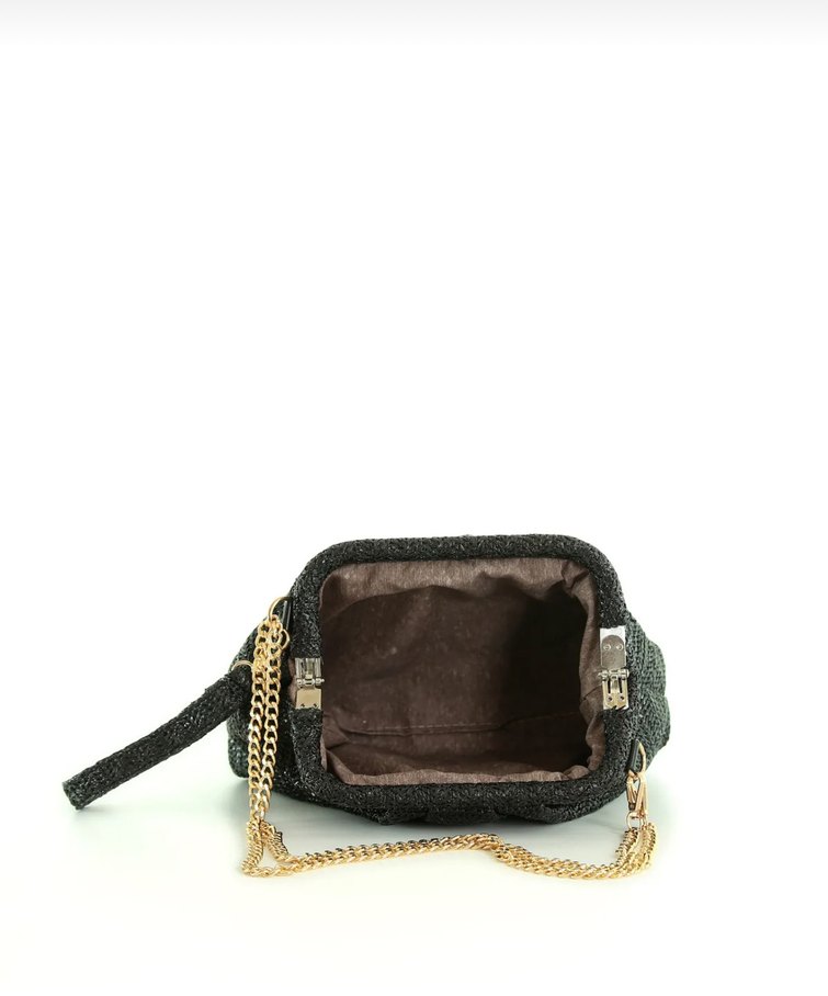 Zincir Detaylı Siyah Yılan Desenli Kadın Clutch Çanta - Görsel 3