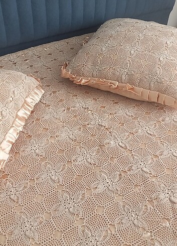 Beden camel Renk Çift kişilik dantel yatak örtüsü