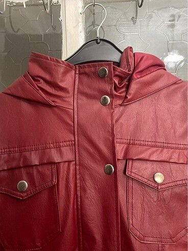 xl Beden bordo Renk Deri ceket