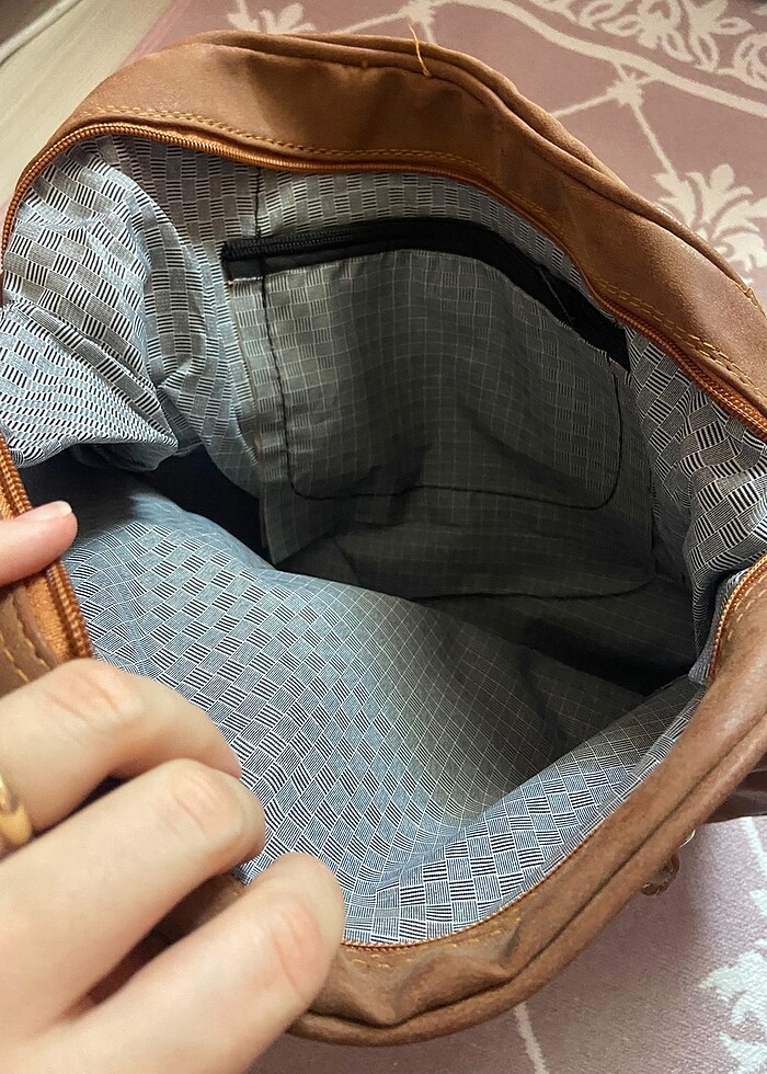 Taba renk süet çanta - Görsel 4